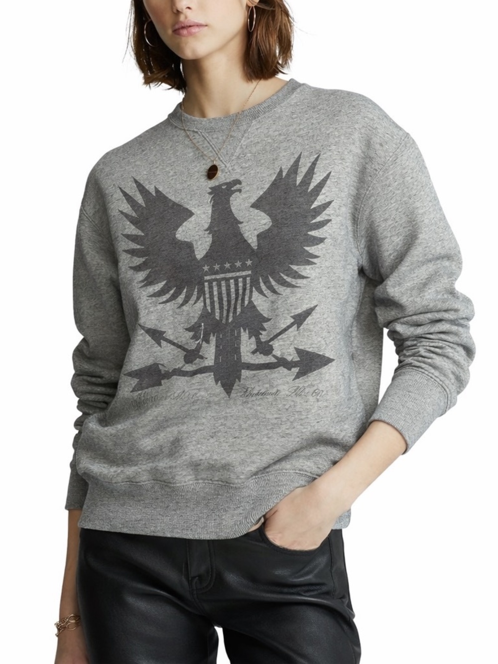 Denim & Supply Ralph Lauren Eagle Graphic Sweatshirt Gray Crewneck Women Size S